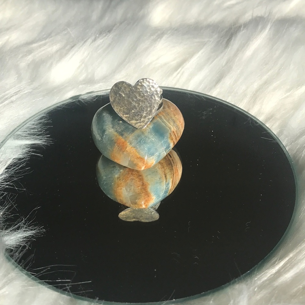 Valentines Day heart ring-size  6 3/4 Sterling silver handmade hammered metal - Picture 3 of 5